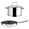 Cuisinox Casseroles 1 Faitout Inox 24cm Avec Couvercle Et 1 Poêle 28 Cm Revêtue En Acier -Poêles et wok Soldes 1 faitout inox 24cm avec couvercle et 1 poele 28 cm revetue en acier