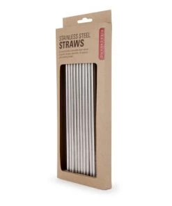 Kikkerland Ustensiles De Cuisine Et De Pâtisserie 10 Pailles Réutilisables En Inox