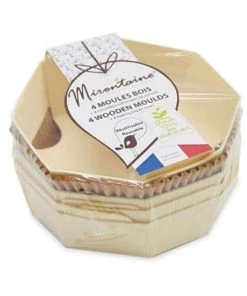 ScrapCooking Plats à Four 4 Moules Individuels En Bois Ronds + 8 Caissettes Sulfurisées