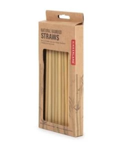 Kikkerland Ustensiles De Cuisine Et De Pâtisserie 8 Pailles Réutilisables En Bambou -Poêles et wok Soldes 8 pailles reutilisables en bambou 1