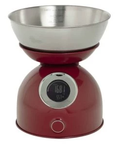 Five Simply Smart Ustensiles De Cuisine Et De Pâtisserie Balance De Cuisine Digitale Rouge Rétro En Inox
