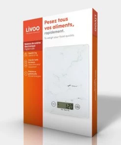 Livoo Ustensiles De Cuisine Et De Pâtisserie Balance De Cuisine électronique En Verre Blanc Cassé -Poêles et wok Soldes balance de cuisine electronique en verre blanc casse 4