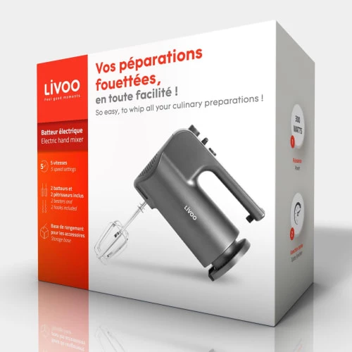 Livoo Ustensiles De Cuisine Et De Pâtisserie Batteur électrique En Métal Gris 7 Livoo Ustensiles De Cuisine Et De Pâtisserie Batteur électrique En Métal Gris – Image 5