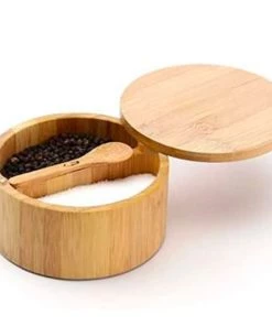 Five Simply Smart Ustensiles De Cuisine Et De Pâtisserie Boîte à épices Sel Et Poivre En Bambou + Cuillère -Poêles et wok Soldes boite a epices sel et poivre en bambou cuillere 2