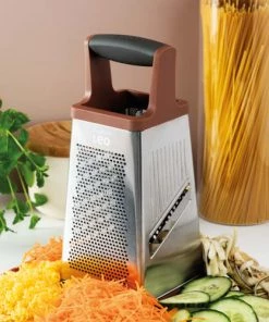 BergHoff Ustensiles De Cuisine Et De Pâtisserie Boîte à Râpe 4 Faces En Acier Poignée Marron -Poêles et wok Soldes boite a rape 4 faces en acier poignee marron 4