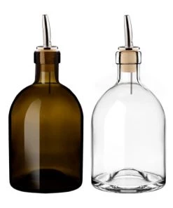 Little Pots Ustensiles De Cuisine Et De Pâtisserie Bouteille D'huile & Vinaigre En Verre Bouchons Verseurs Inox