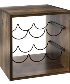 Five Simply Smart Ustensiles De Cuisine Et De Pâtisserie Caisson Porte Bouteilles Bois Et Métal Noir - 31x31x31cm