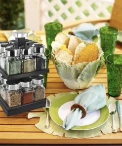 Saveur Et Degustation Ustensiles De Cuisine Et De Pâtisserie Carrousel à épices 16 Pots Support Rotatif -Poêles et wok Soldes carrousel a epices 16 pots support rotatif 1