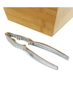 Wadiga Ustensiles De Cuisine Et De Pâtisserie Casse-noix Bambou Et Métal Chromé 16x16x11cm -Poêles et wok Soldes casse noix bambou et metal chrome 16x16x11cm 3