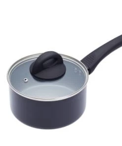 MasterClass Poêles Et Wok Casserole 16cm Avec Couvercle Anti-adhésif En Aluminium Noir