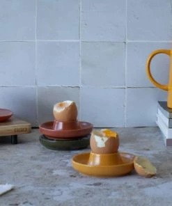 OGO Living Ustensiles De Cuisine Et De Pâtisserie Coquetier En Grès Jaune -Poêles et wok Soldes coquetier en gres jaune 2