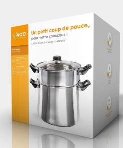 Livoo Casseroles Couscoussier En Acier Inoxydable Gris -Poêles et wok Soldes couscoussier en acier inoxydable gris 2