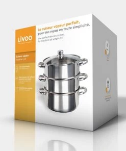 Livoo Casseroles Cuiseur Vapeur En Acier Inoxydable Argent -Poêles et wok Soldes cuiseur vapeur en acier inoxydable argent 2