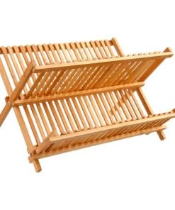 Five Simply Smart Ustensiles De Cuisine Et De Pâtisserie Égouttoir à Vaisselle En Bambou Pliant - 42x33.5x25.5cm