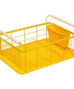 Five Simply Smart Ustensiles De Cuisine Et De Pâtisserie Égouttoir à Vaisselle Jaune Et Bois - 43x32x18.6cm