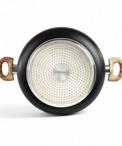 Livoo Casseroles Faitout 28 Cm Aspect Pierre Et Bois En Aluminium Noir -Poêles et wok Soldes faitout 28 cm aspect pierre et bois en aluminium noir 4