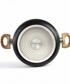 Livoo Casseroles Faitout Aspect Pierre Et Bois En Aluminium Noir -Poêles et wok Soldes faitout aspect pierre et bois en aluminium noir 4