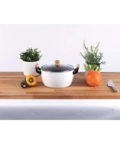 Livoo Casseroles Faitout Wood Line En Aluminium Blanc -Poêles et wok Soldes faitout wood line en aluminium blanc 3