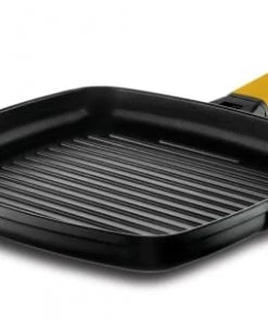 Castey Poêles Et Wok Grill 22x22cm Antiadhésif, Fonte D'alu, Manche Amovible, Non Induction