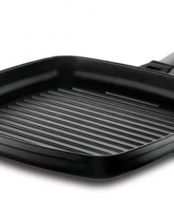 Castey Poêles Et Wok Grill 22x22cm Antiadhésif, Fonte D'alu, Manche Amovible, Non Induction