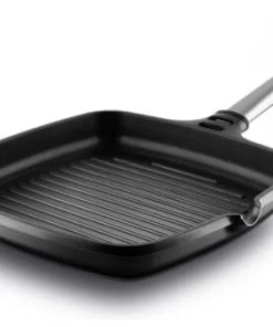 Castey Poêles Et Wok Grill 22x22cm Antiadhésif, Fonte D’alu, Manche Amovible, Tous Feux