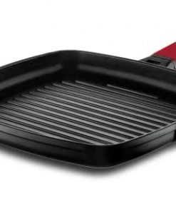 Castey Poêles Et Wok Grill 27x27cm Antiadhésif, Fonte D'alu, Manche Amovible, Non Induction