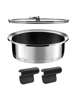 Cuisinox Poêles Et Wok Lot 1 Sauteuse Revêtue 24cm, 2 Anses & 1 Couvercle En Acier Inoxydabl