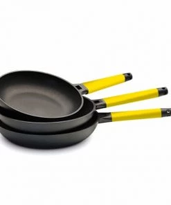 Castey Poêles Et Wok Lot 3 Poêles: 22-26-30cm Antiadhésif, Manche Amovible, Non Induction