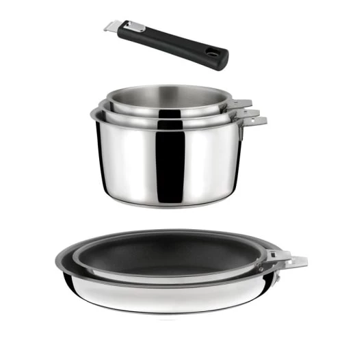 Cuisinox Lot 6 Pièces : 3 Casseroles, 2 Poêles + Poignée 3 Cuisinox Lot 6 Pièces : 3 Casseroles, 2 Poêles + Poignée