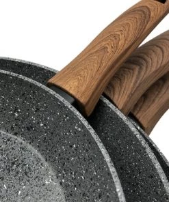 Kitchen Move Poêles Et Wok Lot De 3 Poêles à Frire Induction Aluminium Gris Ø20/24/28 CM -Poêles et wok Soldes lot de 3 poeles a frire induction aluminium gris oe20 24 28 cm 3