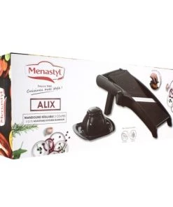 Menastyl Ustensiles De Cuisine Et De Pâtisserie Mandoline Réglable Avec Protection En Inox Noir -Poêles et wok Soldes mandoline reglable avec protection en inox noir 1