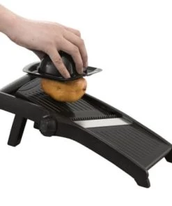 Menastyl Ustensiles De Cuisine Et De Pâtisserie Mandoline Réglable Avec Protection En Inox Noir -Poêles et wok Soldes mandoline reglable avec protection en inox noir 5