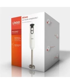 Livoo Ustensiles De Cuisine Et De Pâtisserie Mixeur Plongeant En Acier Inoxydable Blanc -Poêles et wok Soldes mixeur plongeant en acier inoxydable blanc 5