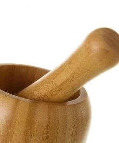 Wadiga Ustensiles De Cuisine Et De Pâtisserie Mortier Et Pilon En Bambou -Poêles et wok Soldes mortier et pilon en bambou 8