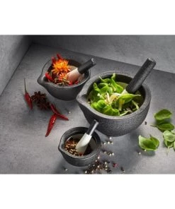 GEFU Ustensiles De Cuisine Et De Pâtisserie Mortier Et Pilon En Porcelaine Noir -Poêles et wok Soldes mortier et pilon en porcelaine noir 1