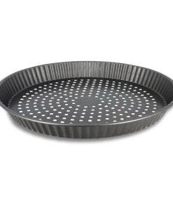 Menastyl Plats à Four Moule à Tarte Perforé En Acier Carbone 32 Cm