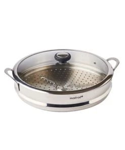 Mastrad Poêles Et Wok O'wok Steamer Panier Vapeur Et Couvercle En Verre Acier Inox