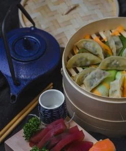 Poêles et wok Soldes -Poêles et wok Soldes panier vapeur a 2 niveaux en bambou marron 1