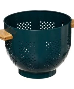 Five Simply Smart Ustensiles De Cuisine Et De Pâtisserie Passoire Métal Bleu Pétrole Et Bois - Diamètre 22cm