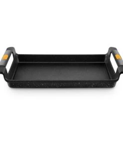 Castey Poêles Et Wok Plancha 40x26cm Antiadhésif, Fonte Aluminium, Tous Feux