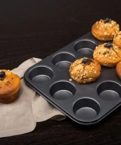 Menastyl Plats à Four Plaque à 12 Muffins En Acier Carbone -Poêles et wok Soldes plaque a 12 muffins en acier carbone 3