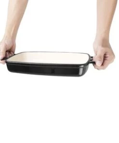 Vogue Ustensiles De Cuisine Et De Pâtisserie Plat En Fonte Rectangulaire 1,8 L Noir -Poêles et wok Soldes plat en fonte rectangulaire 1 8 l noir 2