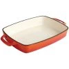Vogue Ustensiles De Cuisine Et De Pâtisserie Plat En Fonte Rectangulaire 2.8 L Orange -Poêles et wok Soldes plat en fonte rectangulaire 2 8 l orange