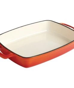 Vogue Ustensiles De Cuisine Et De Pâtisserie Plat En Fonte Rectangulaire 2.8 L Orange