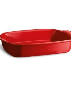 Emile Henry Plats à Four Plat Rectangle Grand Cru Grand Modèle En Céramique Rouge