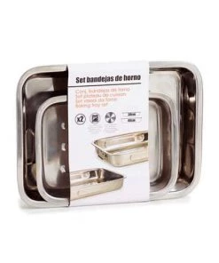 Wadiga Plats à Four Plats Four Rectangulaire En Acier Inoxydable - Lot De 2 -Poêles et wok Soldes plats four rectangulaire en acier inoxydable lot de 2 2