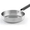 Castey Poêles Et Wok Poêle 24cm Acier Inox 3couches, Manche Silicone, Tous Feux