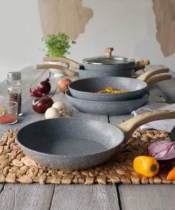 Menastyl Poêles Et Wok Poêle Avec Poignée En Aluminium Et Bois 24 Cm -Poêles et wok Soldes poele avec poignee en aluminium et bois 24 cm 3
