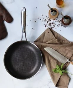 OGO Living Poêles Et Wok Poêle Fond Nid D'abeille En Acier Inoxydable 24 Cm -Poêles et wok Soldes poele fond nid d abeille en acier inoxydable 24 cm 2