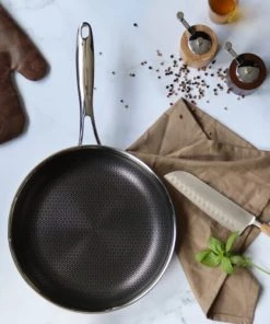 OGO Living Poêles Et Wok Poêle Fond Nid D'abeille En Acier Inoxydable 28 Cm -Poêles et wok Soldes poele fond nid d abeille en acier inoxydable 28 cm 2